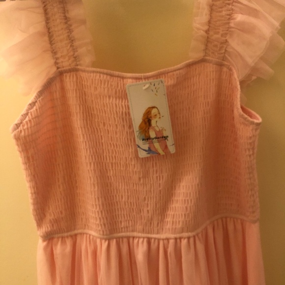 PRETTYGARDEN Women's Summer Tulle Midi Dress Sleeveless Smocked Ruffle Flowy - Picture 7 of 7